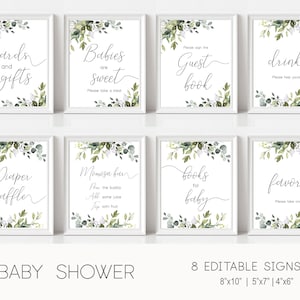 Letreros de vegetación, letreros para baby shower, letreros personalizados, plantillas de letreros imprimibles, descarga instantánea, Corjl, GE01