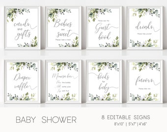 Greenery Baby Shower Signs: Printable Template (Instant Download)