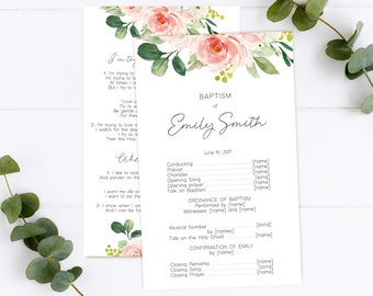 Floral LDS Baptism Program Template: Editable Printable (Corjl)