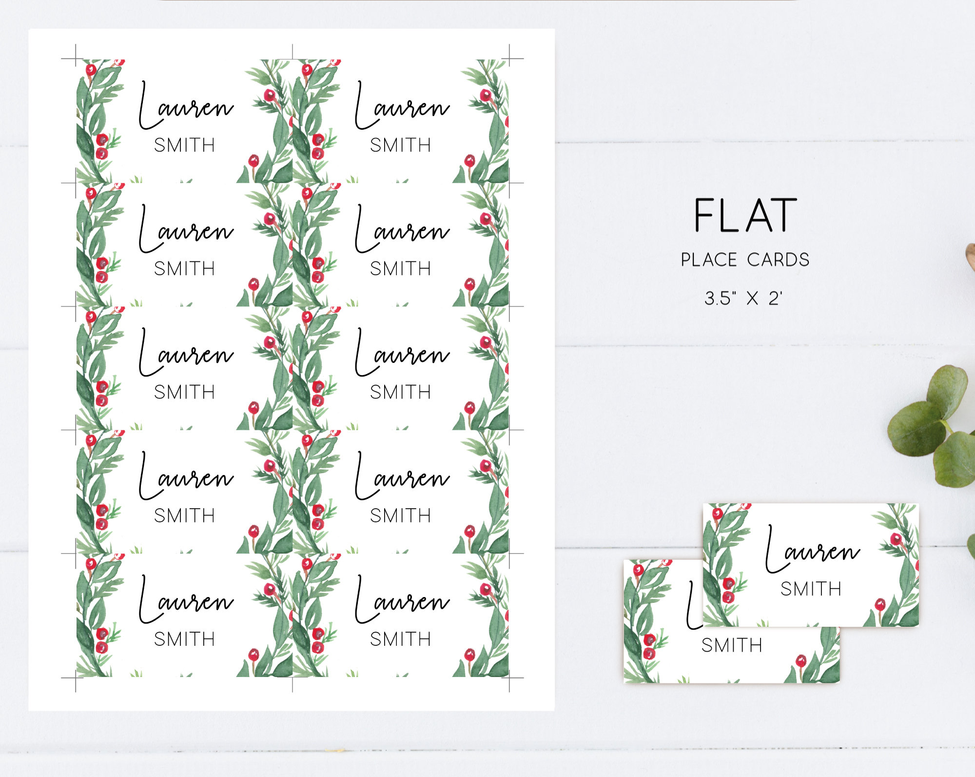 Christmas Place Card Template Editable Place Card Name Card Etsy