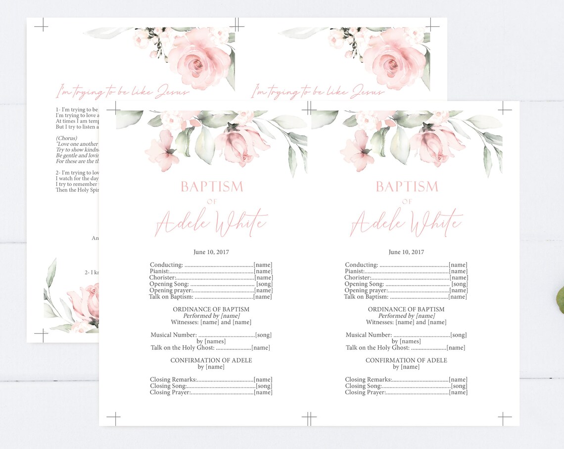 Editable LDS Baptism Program Template Printable Baptism - Etsy