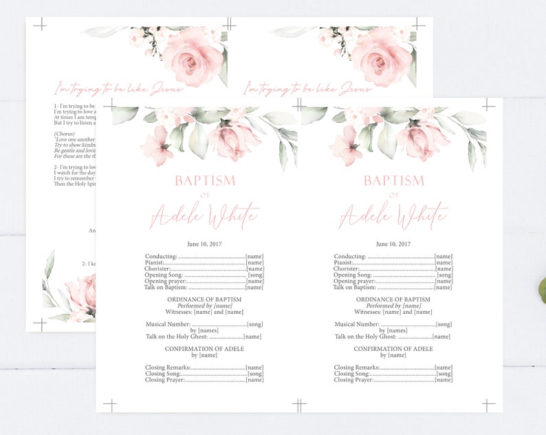 Editable LDS Baptism Program Printable LDS Baptism | Etsy