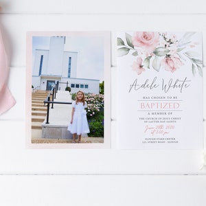 LDS Baptism Invitation, Printable Template, Baptism Announcement, Girl ...