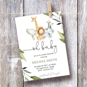 Baby Shower Invitation, EDITABLE Invitation Printable, Jungle Baby ...