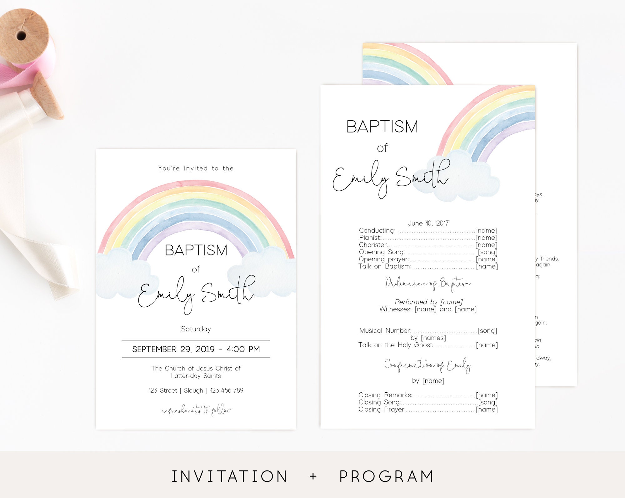 Editable LDS Baptism Program Printable LDS Baptism | Etsy