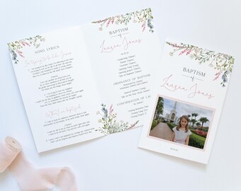 Plantilla para el programa de bautismo Wildflower LDS: editable e imprimible (Corjl)