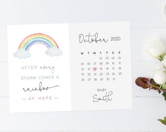 Rainbow Baby Announcement Card: Editable Calendar Printable (Corjl)