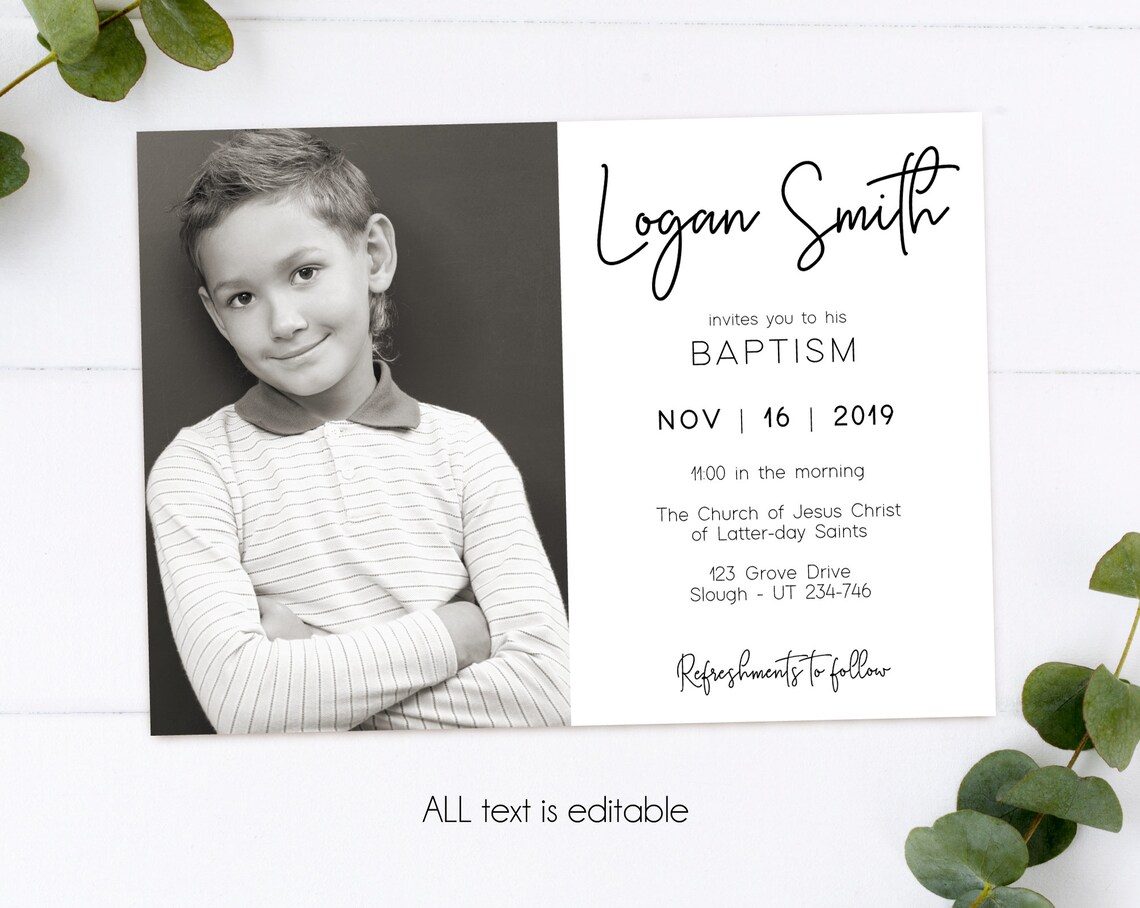 EDITABLE LDS Baptism Invitation Template Printable Baptism | Etsy