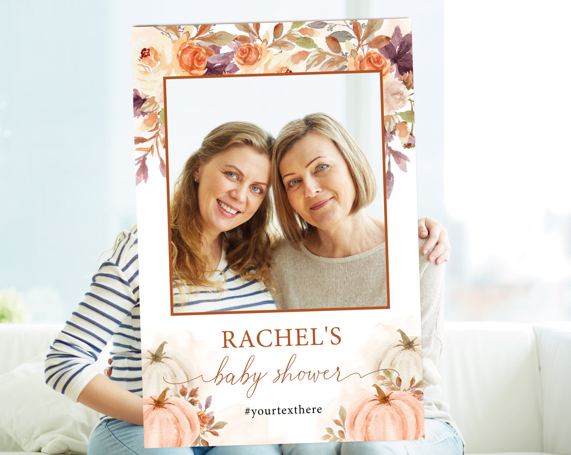 Photo Prop Frame Printable Pumpkin Baby Shower Autumn Baby Shower Gender Neutral Fall Prop Frame Template Corjl AT33
