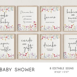 Wildflower Baby Shower Signs, Baby Shower Signs, Custom Sign, Shower Sign, Printable Signs Template, Instant Download, Corjl, WF11