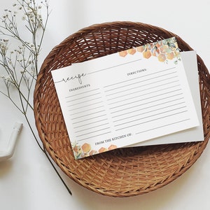 Bee Greenery Recipe Card Template: Editable Bridal Shower Card (Corjl)