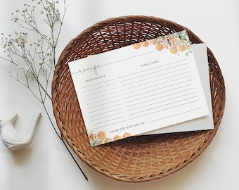 Bee Greenery Recipe Card Template: Editable Bridal Shower Card (Corjl)