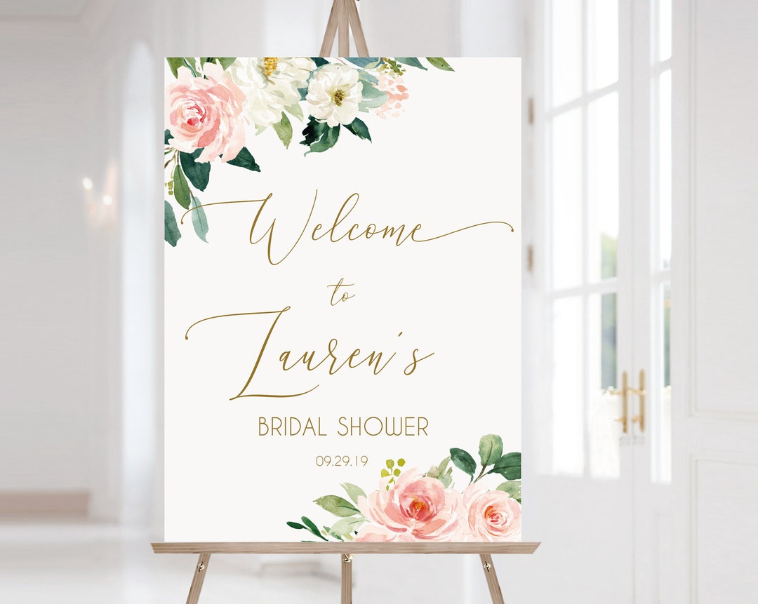 Welcome Rosa Blush Pink Floral Bridal Shower Welcome Sign (editable Printable) - Etsy