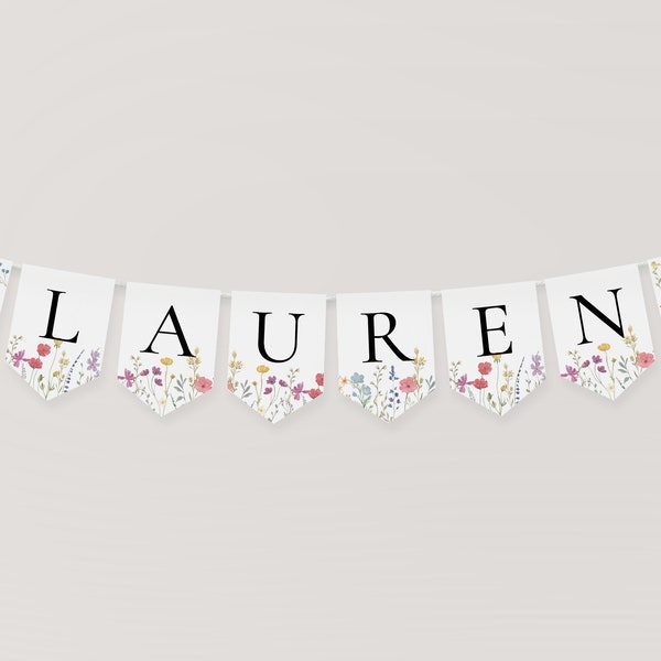 Editable Wildflower Banner, Wildflower Banner, Template Banner, Girl Baptism, Wildflower Bridal Shower, Wildflower Baby Shower, Corjl, WF11