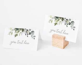 Greenery Place Card Template, Editable Place Card Template, Name Card, Seating Card, Bridal Shower Decor, Corjl, GE01