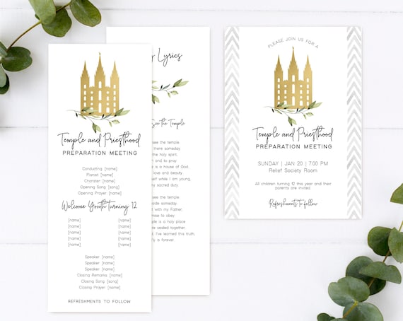 LDS Temple & Priesthood Meeting Invitation: Editable Program (Digital Download)