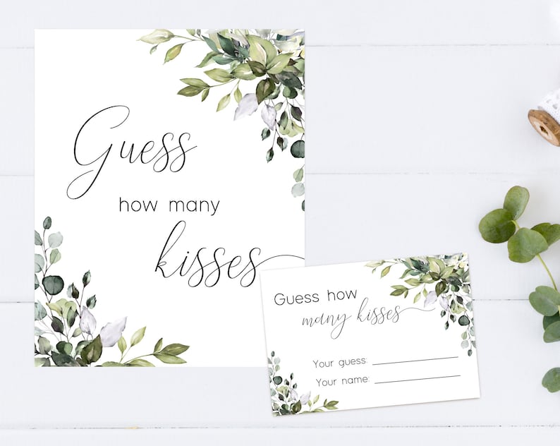 guess-how-many-kisses-bridal-shower-game-candy-game-greenery-etsy-israel