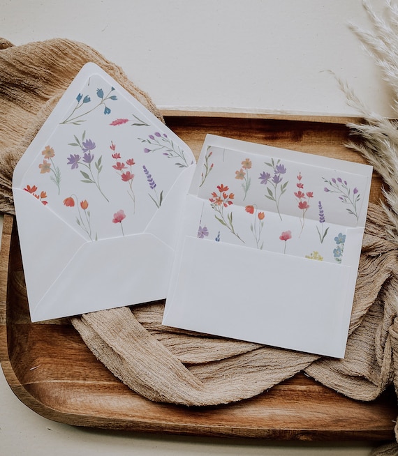 Wildflower Envelope Liner: A7 Euroflap & Square Flap (Printable Template)