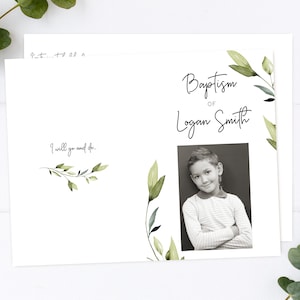 LDS Baptism Program Printable, Neutral Baptism Program, Greenery Olive Leaves Foliage, Editable LDS Baptism Program Template, Corjl, GE02