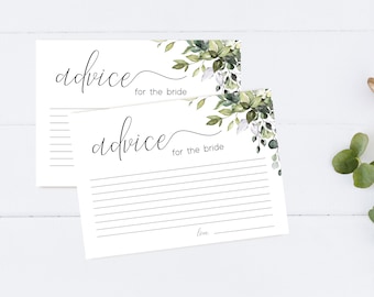 Greenery Advice for the Bride Cards: Bridal Shower Game (Digital Download)