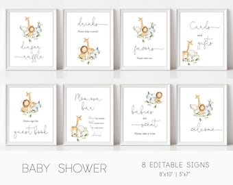 Safari Baby Shower Signs: Printable Template (Instant Download)