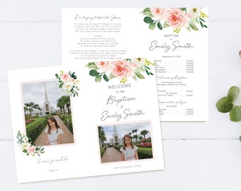 Floral LDS Baptism Program Template: Editable Printable (Corjl)