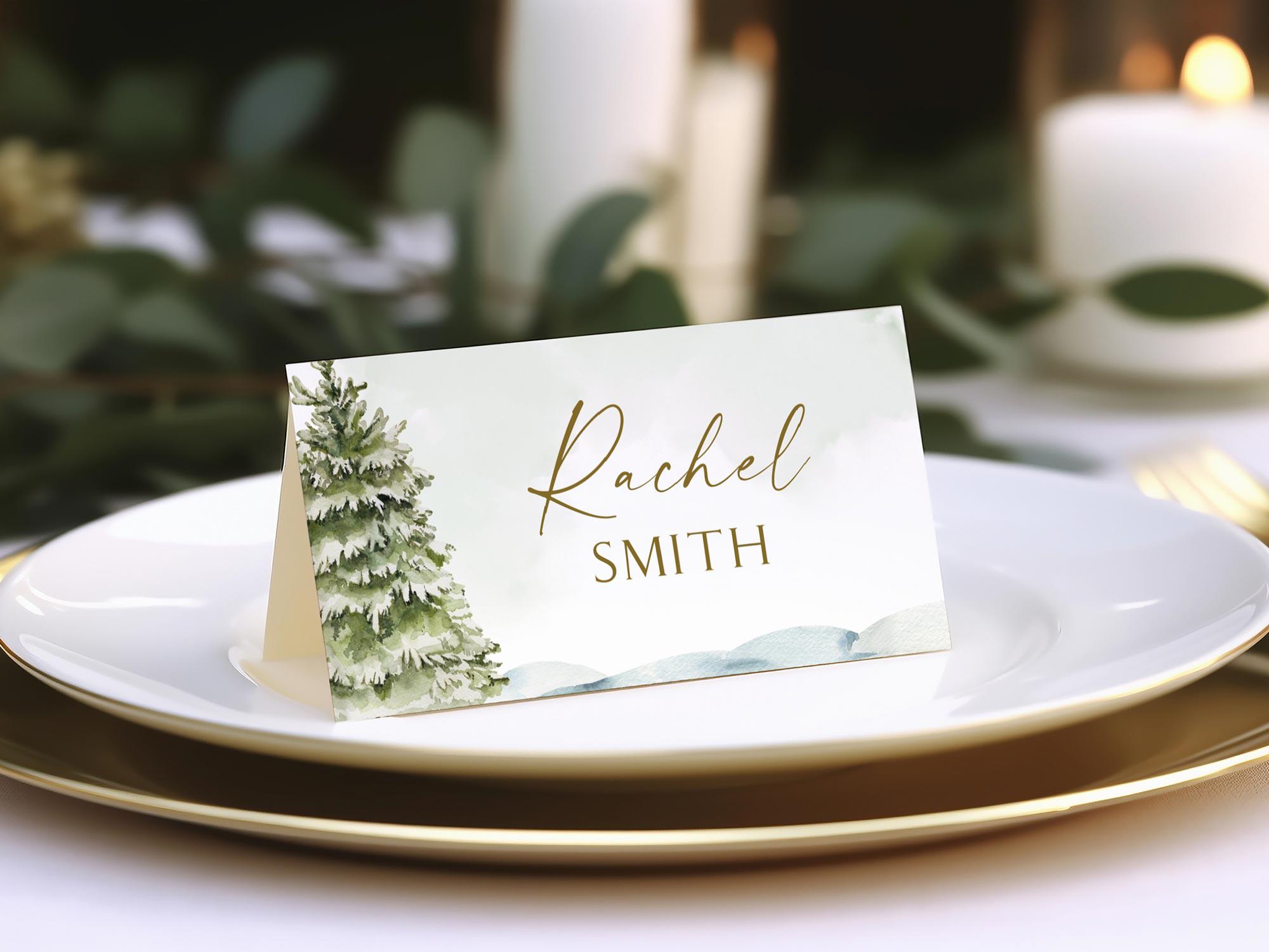Christmas Tree Place Card Template: Editable Seating Card (Corjl)