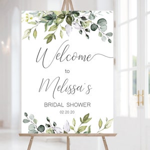 Greenery Welcome Signs, Bridal Shower Welcome Sign, Custom Sign, Editable Welcome Sign, Any Event, Instant Download, Corjl, GE01