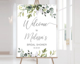 Greenery Welcome Signs, Bridal Shower Welcome Sign, Custom Sign, Editable Welcome Sign, Any Event, Instant Download, Corjl, GE01