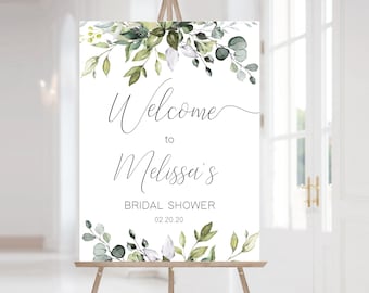 Greenery Welcome Signs, Bridal Shower Welcome Sign, Custom Sign, Editable Welcome Sign, Any Event, Instant Download, Corjl, GE01