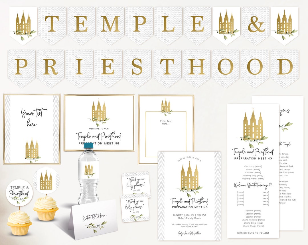 Temple and Priesthood Preparation Meeting Set, EDITABLE Invitation ...