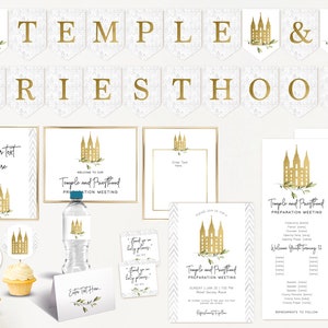 Temple and Priesthood Preparation Meeting Set, EDITABLE Invitation Program Printable, Party Kit, LDS Primary, Instant Download, Corjl, TP01