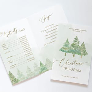 Kerstprogramma bewerkbare sjabloon, kerk kerst gevouwen programma afdrukbaar, LDS kerstprogramma, schoolprogramma afdrukbaar, Corjl, CT02