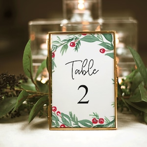 Christmas Printable Table Numbers, Editable Template, Holiday Table ...