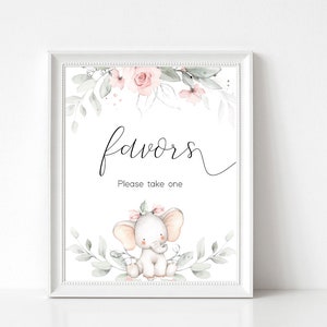 Elephant Baby Shower Signs, Baby Shower Signs, Greenery Blush Pink Baby ...