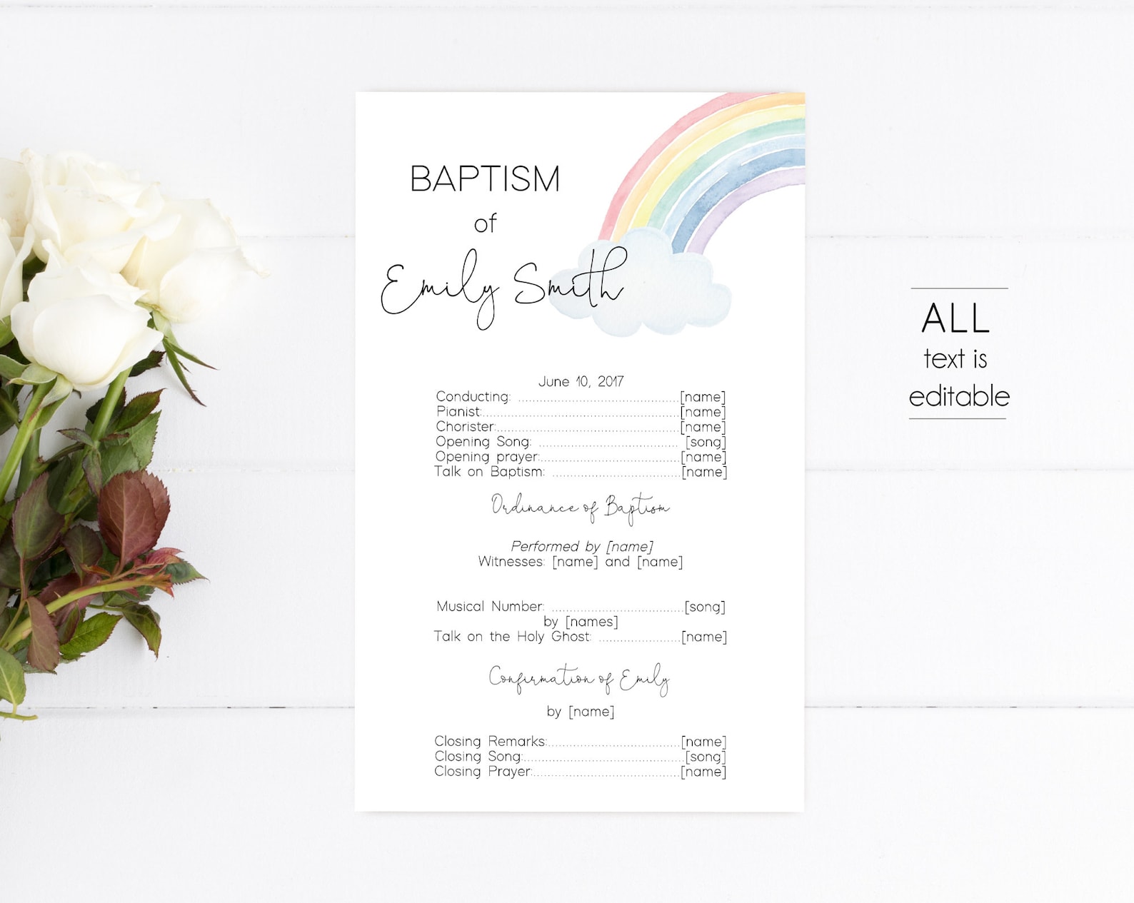Editable LDS Baptism Program Printable LDS Baptism | Etsy