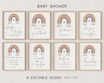Boho Rainbow Baby Shower Signs: Gender Neutral Template (Instant Download)
