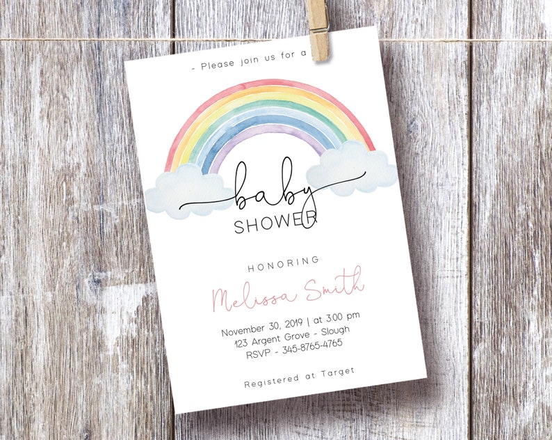 Rainbow Baby Shower Invitation: Editable Gender Neutral Design (Corjl) image 2