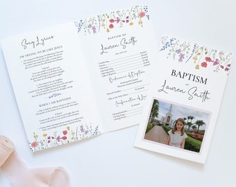 Plantilla para el programa de bautismo Wildflower LDS: editable e imprimible (Corjl)