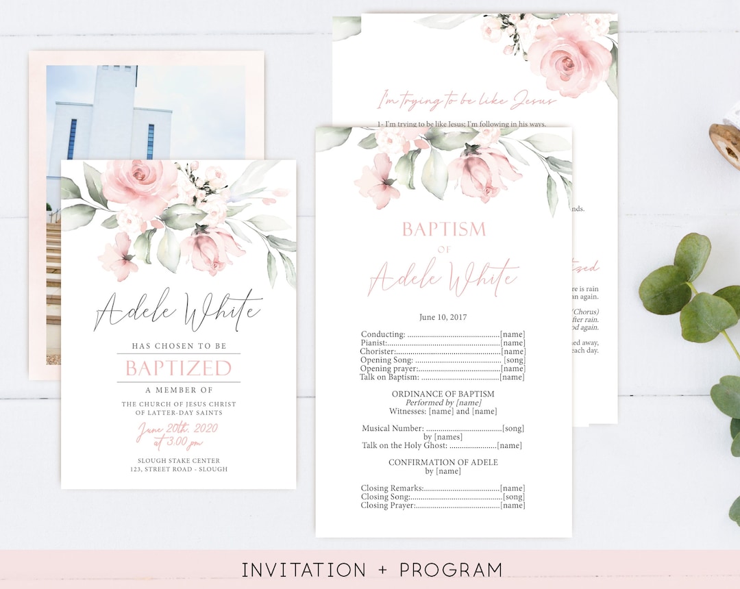 Editable LDS Baptism Program Printable, LDS Baptism Invitation ...