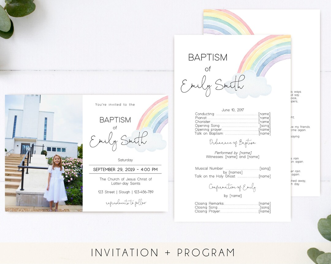 Editable LDS Baptism Program Printable, LDS Baptism Invitation ...
