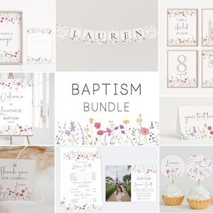 Bewerkbare LDS-doopset, Party Kit, LDS Primary, Instant Download, Doopsjabloon, Wildflower-doop, Bewerkbare sjabloon, Corjl, WF11