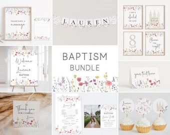 Editable LDS Baptism Set, Party Kit, LDS Primary, Instant Download, Baptism Template, Wildflower baptism, Editable Template, Corjl, WF11