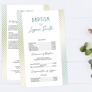 LDS Baptism Program, Printable, Neutral Baptism Program, Baptism Program Template, Editable LDS Baptism Program Template, Corjl, OL01