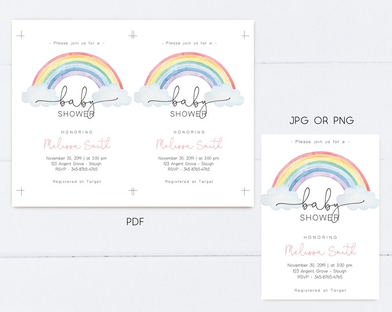 Rainbow Baby Shower Invitation: Editable Gender Neutral Design (Corjl) image 4