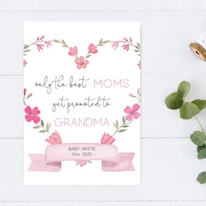 Día de la Madre Anuncio de Bebé Tarjeta Imprimible Editable, Anuncio de Embarazo Editable Abuela, Tarjeta Imprimible Editable para Mamá, Corjl