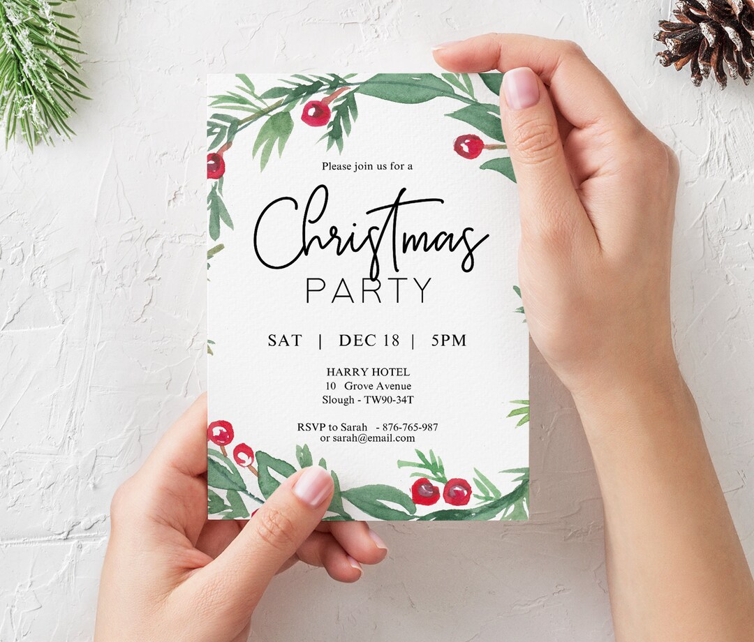 Printable Christmas Invitation Template, Christmas Party, Editable ...