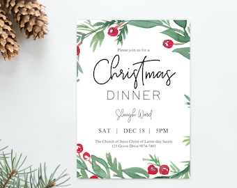 Christmas Dinner Invitation Poster, Editable Invitation, Editable Poster Sign Christmas, Editable Template, Instant Download Corjl, CH10