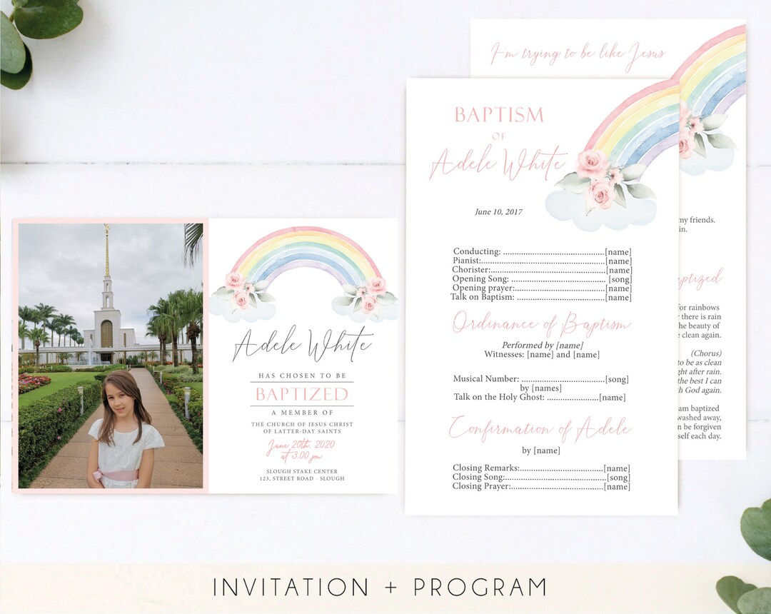 Editable LDS Baptism Program Printable, LDS Baptism Invitation ...