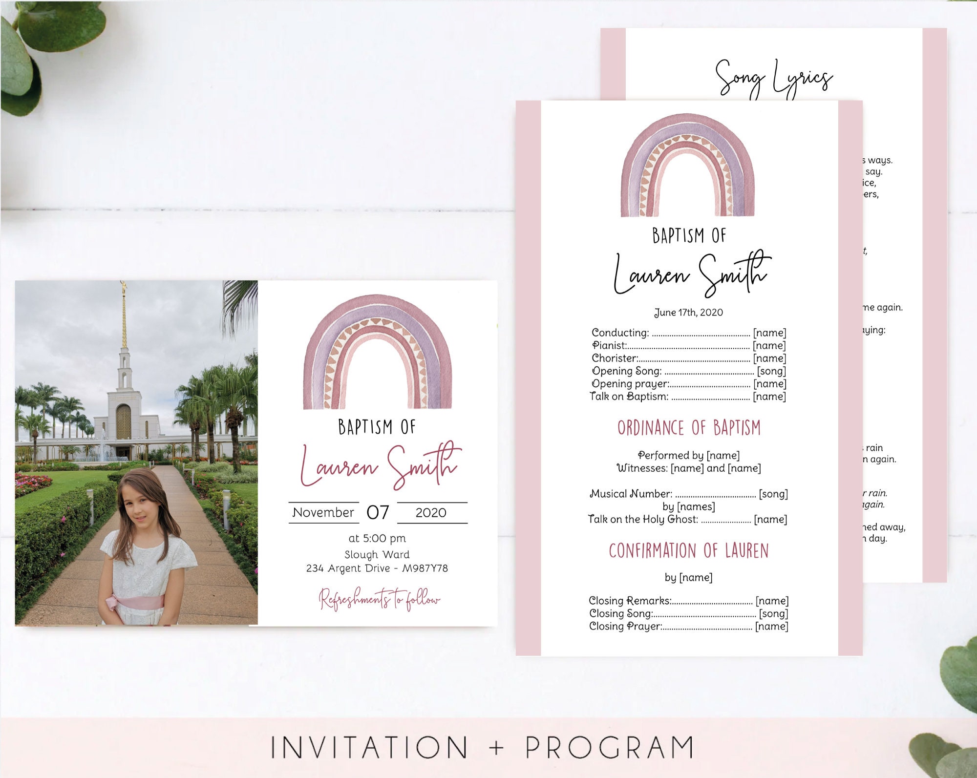 Editable LDS Baptism Program Template Printable Baptism - Etsy